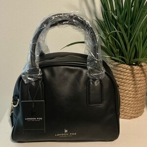 London Fog Mini Smooth Pu Black Satchel